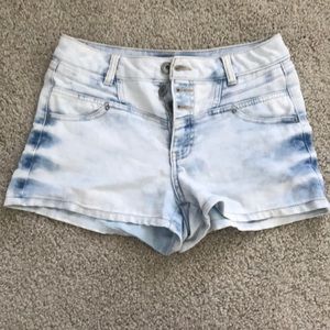 Light wash jean shorts